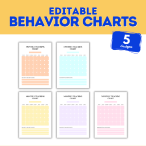 This resource includes Editable Behavior Management Tracking tools and activities that aim to understand, analyze, track, and reward behaviors. If you are looking for a behavior management bundle, Consequence Chart, Coping strategies, Monthly, Weekly, or Daily Charts, Behavior Contract, and many more behavior charts and trackers for Autism, ABA, and Speech Therapy, this Visual Behavior Bundle has it all!