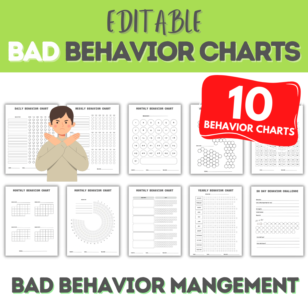 This resource is your solution to Manage and Modify Bad Behaviors for children with ADHD, Autism, in Special Education, OT, or Therapy, at School or at Home. It includes Editable Behavior Management Tracking tools \ Charts that aim to understand, improve, track, and reduce bad and inappropriate behaviors.
