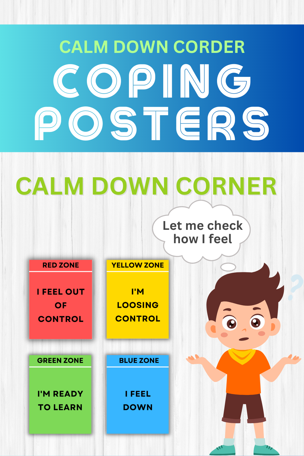 Emotional Regulation Visual Cards Self Checkin Tool Calm Down Corner ...