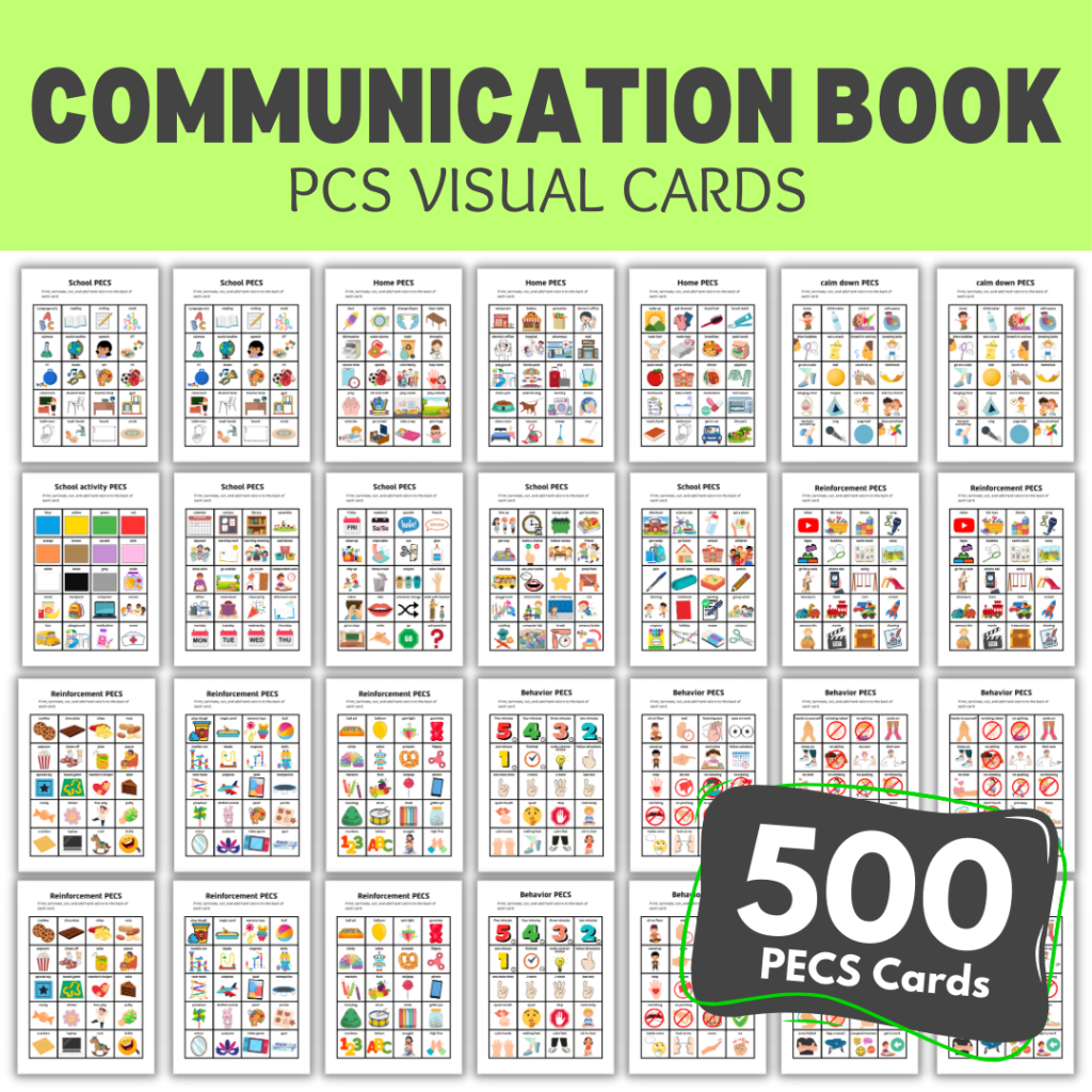 set of 500 communication cards for visual communication book to enhance communication & empower non verbal & autistic children therapy ABA