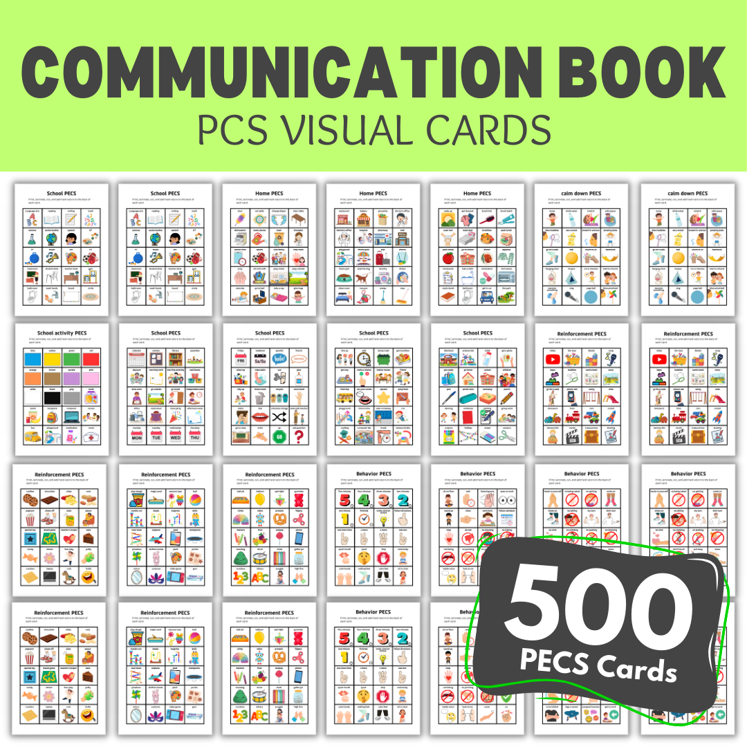 set of 500 communication cards for visual communication book to enhance communication & empower non verbal & autistic children therapy ABA