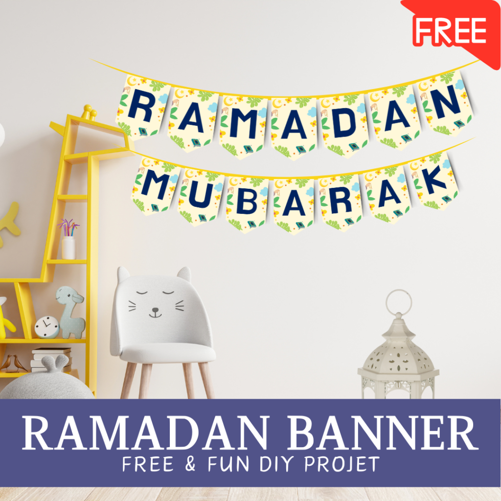Free Ramadan Mubarak DIY Banner Ramadan Party Bunting Decoration Eid Celebration